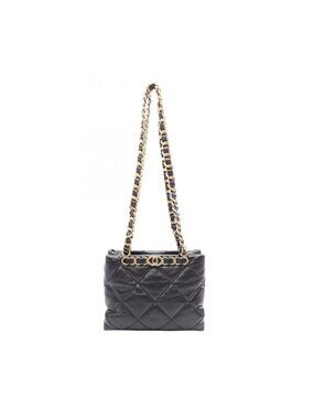 Chanel Tote Bag Quilted Small Shopping Black Lambskin